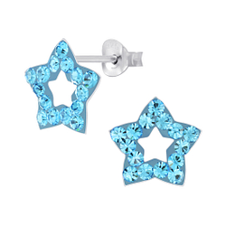 Wholesale Sterling Silver Star Crystal Ear Studs - JD5165