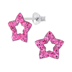 Wholesale Sterling Silver Star Crystal Ear Studs - JD5165