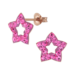 Wholesale Sterling Silver Star Crystal Ear Studs - JD6434