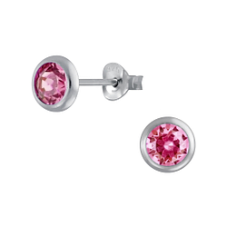 Wholesale 5mm Sterling Silver Ear Studs with Crystals - JD4423