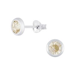 Wholesale 5mm Sterling Silver Ear Studs with Crystals - JD4423