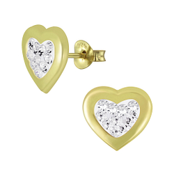 Wholesale Sterling Silver Heart Crystal Ear Studs - JD5355