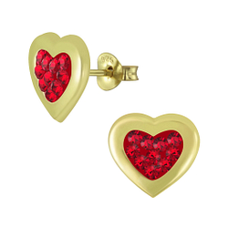 Wholesale Sterling Silver Heart Crystal Ear Studs - JD5355