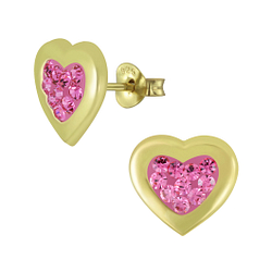 Wholesale Sterling Silver Heart Crystal Ear Studs - JD5355