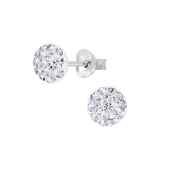 Wholesale Sterling Silver Round Crystal Ear Studs - JD7326