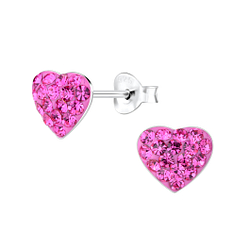 Wholesale Sterling Silver Heart Crystal Ear Studs - JD7305