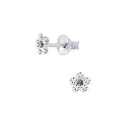 Wholesale Sterling Silver Crystal Flower Ear Studs - JD5724