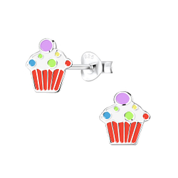 Wholesale Sterling Silver Cupcake Ear Studs - JD9594