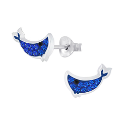 Wholesale Sterling Silver Whale Crystal Ear Studs - JD7333