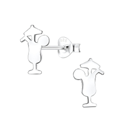 Wholesale Sterling Silver Cocktail Glass Ear Studs - JD8103