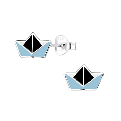 Wholesale Sterling Silver Origami Boat Ear Studs - JD8029