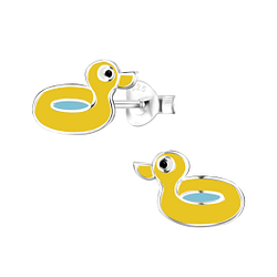 Wholesale Sterling Silver Duck Rubber Ring Ear Studs - JD8045