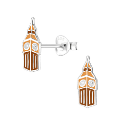 Wholesale Sterling Silver Big Ben Ear Studs - JD9841