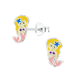 Wholesale Sterling Silver Mermaid Ear Studs - JD8051