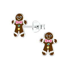 Wholesale Sterling Silver Gingerbread Ear Studs - JD8427