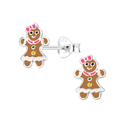 Wholesale Sterling Silver Gingerbread Ear Studs - JD8428