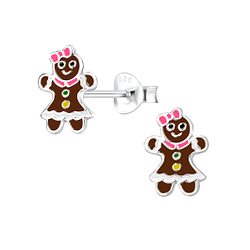 Wholesale Sterling Silver Gingerbread Ear Studs - JD8429