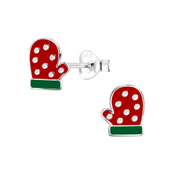 Wholesale Sterling Silver Christmas Glove Ear Studs - JD8430