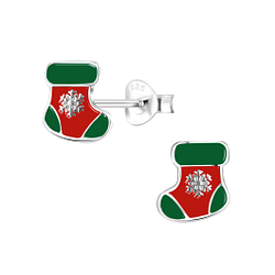 Wholesale Sterling Silver Christmas Stocking Ear Studs - JD8435