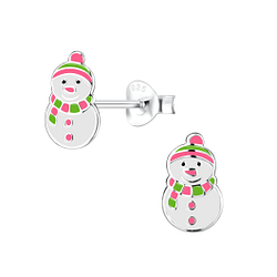 Wholesale Sterling Silver Snowman Ear Studs - JD8449