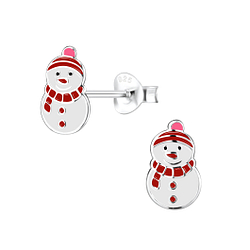 Wholesale Sterling Silver Snowman Ear Studs - JD8448