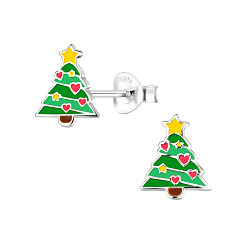 Wholesale Sterling Silver Christmas Tree Ear Studs - JD8361