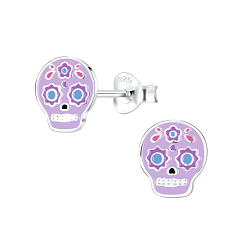 Wholesale Sterling Silver Skull Ear Studs - JD8243