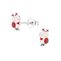 Wholesale Sterling Silver Ladybug Ear Studs - JD10309