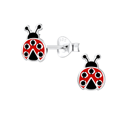 Wholesale Sterling Silver Ladybug Ear Studs - JD10311