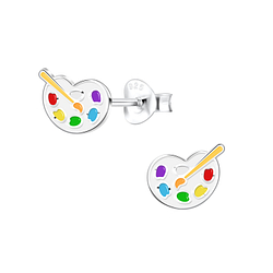 Wholesale Sterling Silver Palette and Paintbrush Ear Studs - JD10267