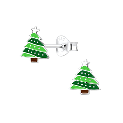 Wholesale Sterling Silver Christmas Tree Ear Studs - JD8451