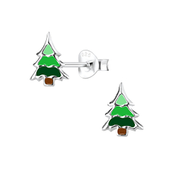 Wholesale Sterling Silver Christmas Tree Ear Studs - JD8452