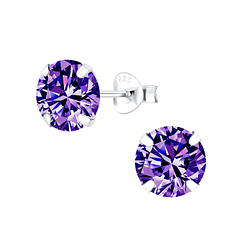 Wholesale 8mm Round Cubic Zirconia Sterling Silver Ear Studs - JD1339