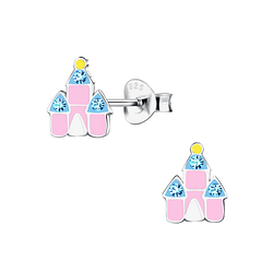 Wholesale Sterling Silver Castle Ear Studs - JD10498