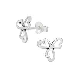 Wholesale Sterling Silver Triple Heart Ear Studs - JD1130