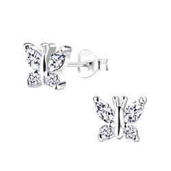 Wholesale Sterling Silver Butterfly Ear Studs - JD9457 Wholesale Sterling Silver Butterfly Ear Studs - JD9457