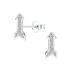 Wholesale Sterling Silver Arrow Cubic Zirconia Ear Studs - JD4341