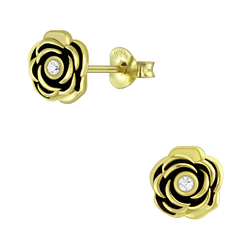 Wholesale Sterling Silver Flower Crystal Ear Studs - JD5791