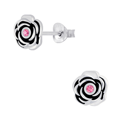 Wholesale Sterling Silver Flower Crystal Ear Studs - JD5685