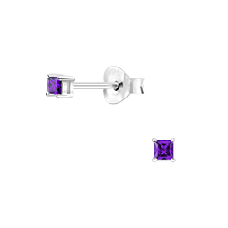 Wholesale 2mm Square Cubic Zirconia Sterling Silver Ear Studs - JD5593