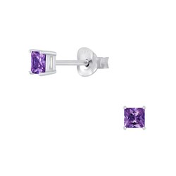 Wholesale 3mm Square Cubic Zirconia Sterling Silver Ear Studs - JD2052