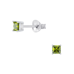 Wholesale 3mm Square Cubic Zirconia Sterling Silver Ear Studs - JD2052