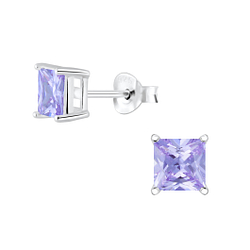 Wholesale 5mm Square Cubic Zirconia Sterling Silver Ear Studs - JD2054