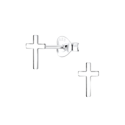Wholesale Sterling Silver Cross Ear Studs - JD10472