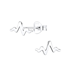 Wholesale Sterling Silver Heartbeat Ear Studs - JD9484