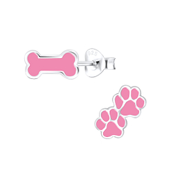 Wholesale Sterling Silver Dog Lovers Ear Studs - JD9661