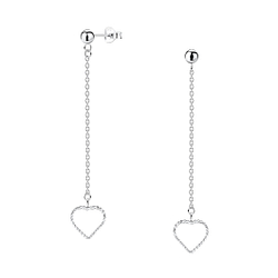 Wholesale Sterling Silver Ball Ear Studs with Hanging Heart - JD10269