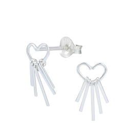 Wholesale Sterling Silver Heart with Bar Ear Studs - JD1274