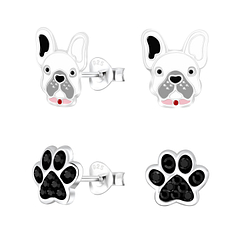 Wholesale Sterling Silver Dog Lovers Ear Studs Set - JD9968