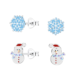 Wholesale Sterling Silver Christmas Holiday Ear Studs - JD9975